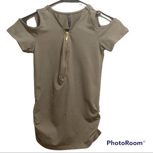 Splash Open Shoulder shirt Olive Green Size S